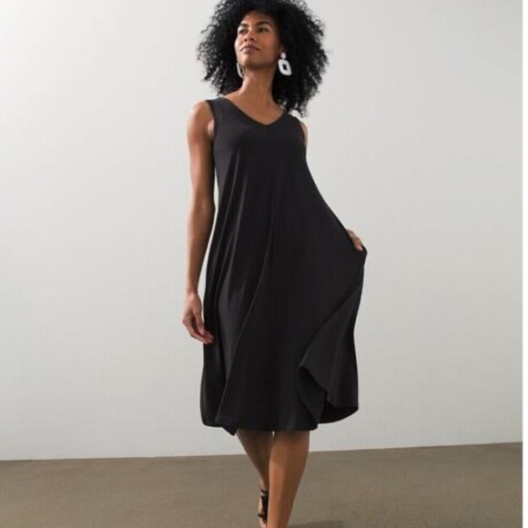 Chico's Dresses & Skirts - New with tags Chico's Black Easy Chic Sleeveless V Neck Midi Dress Size 2/L